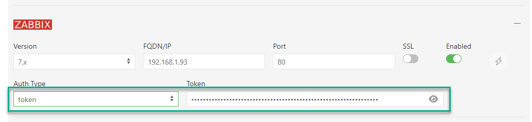 Zabbix token connect